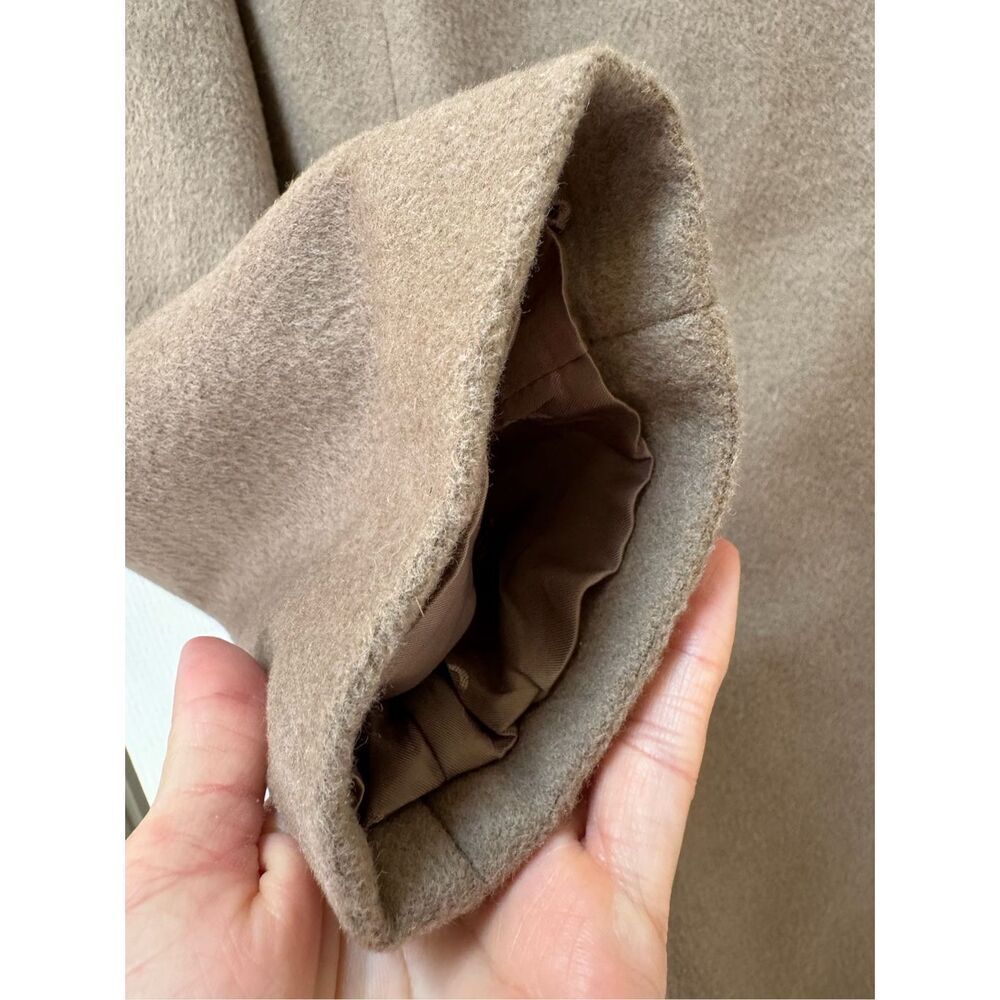 Cole Haan women’s 6 wool camel brown cape coat drape collar lapel - Picture 5 of 7